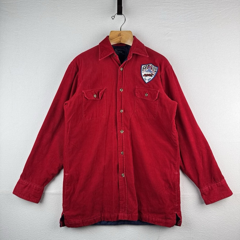 70's Vtg JCPenney The Men's Shop Men's M Red Corduroy Quilt Jacket '73 BSA Patch